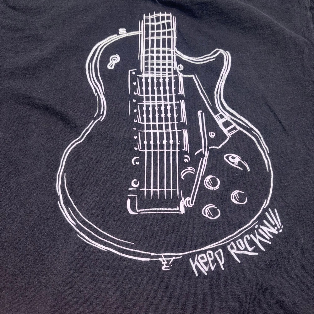 Y2k Rock Gibson Les‎ Paul T-Shirt Boys XL Black Graphic Electric Guitar